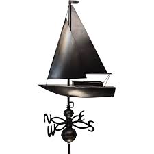 Dalvento, LLC DV413B 46-Inch H x 18-Inch D x 21-Inch W Sailboat Weathervane with Dalvento Directionals and Globes, Black Aluminum