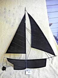 NAUTICAL RED ORANGE BLUE & WHITE METAL SAILBOAT WALL DECOR 22.5" T.x18" LONG #2 | eBay Australia