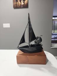 Vintage Original Flea Metal Sculpture Flea on Sailboat - Etsy