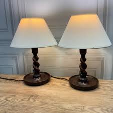 English Antique Barley Twist Oak Lamps - Etsy