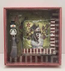 Winter Snowman Christmas Set With Spreader,Glass Cutting Board & 16ct. Napkins | eBay