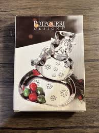 Potpouri Designs~International Silver Co 8" Snowman Candy Dish~Silver Plated | eBay