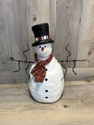 Christmas Corner Paper Mache Folk Art Snowman 13" Made In ...