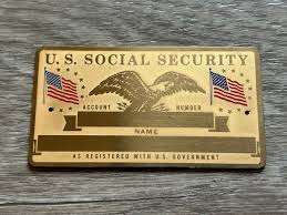 Rare Vintage Gold Brass Metal US Social Security Card For ...