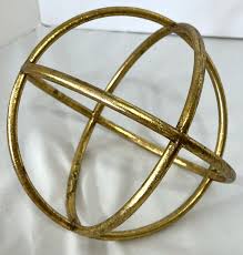 THREE-RING GOLD TONE METAL SPHERE ORB DECORATIVE MODERN 8 IN ...