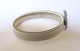 Antique Cut Steel Medallion With Expandable Slip-On Silver Tone Bangle | eBay