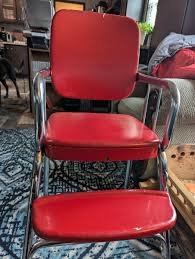 Vintage Red And Chrome Metal High Chair, Ames Co. | eBay