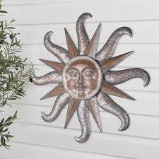 Better Homes & Gardens - Brandclub - Better Homes & Gardens Outdoor Decorative Brown Metal Soleil Wall Pediment