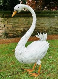 Extra Large Standing White Swan Garden Sculpture | Swan ...