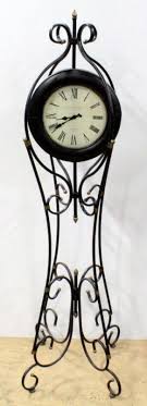 Edinburgh Clock Works Co. Freestanding Clock in Folding Metal Stand, 69"H x 15.5"W x 15.5"D - Mayo Auction & Realty