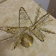 Golden Beaded Wire Tree Topper Star Bright Wire Inlay Bold ...
