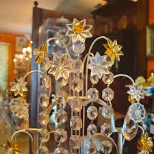 PAIR '40s French Regency Amber and Clear Crystal Lyre Back ...