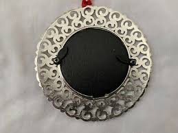 Silvertone 3.5" Filigree Metal Frame Ornament Holds 2" Round ...
