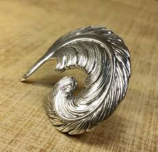 Vintage JEWELART Sterling Silver Feather Brooch Pin Fine ...