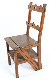 Sold at Auction: GOTHIC REVIVAL OAK METAMORPHIC LIBRARY STEP CHAIR