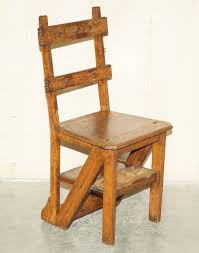 ANTIQUE 1880 ARTS & CRAFTS METAMORPHIC LIBRARY STEPS ORIGINAL CARPET UPHOLSTERY | eBay