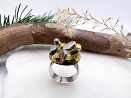 Vintage Abstract Dimensional Mixed Metals Ring, Size 2 - Etsy