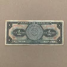 MEXICO 1 Peso BANKNOTE 1957 AZTEC CALENDAR Mexican Currency ...