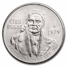 Mexico Silver 100 Pesos (1977-1979) Avg Circ - Walmart.com