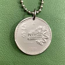1980 to 1985 Mexico Quetzalcoatl Coin Pendant Necklace, 5 Pesos Mesoamerican Feathered Serpent God - Etsy