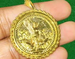 Coin Centenario Mexicano Moneda 50 Pesos Pendant Cadena, 14K ...