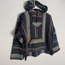 Baja poncho youth pullover size medium front pocket, hooded ...
