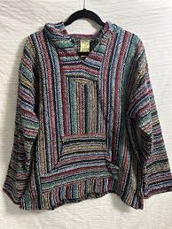 Franks Textiles Vtg Baja Hoodie Poncho Sweater Hippie ...