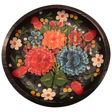 Hand Painted Flower Mexican Bowl Large For Sale at 1stDibs ...