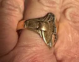 Antique Arts & Crafts Era 14k Gold Shield Initial Ring W/ Diamond Sz 9.5 - Etsy
