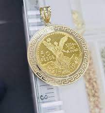 Real 10K Solid Yellow Gold Mens Mexico 50 Pesos Coin & Pendant Frame Value $4995 | eBay Australia