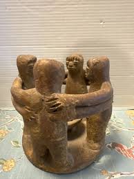 Large 4 Circle Of Friends Candle Holder Mayan Aztec Pottery ...