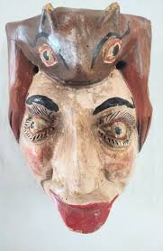 2 Vintage Carved Wood Mexican Guerrero Painted Folk Art Face Frog Fish Mask 11" | eBay