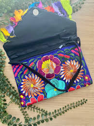 Handmade Floral Embroidered Mexican Clutch Bag With ...