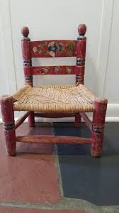 Antique Childs Doll Chair Handpainted Red Blue Flowers ...