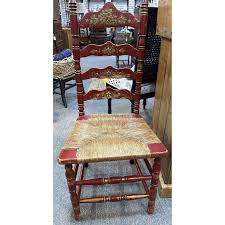 Set 4 Antique French Country Rush Seat Ladderback Chairs ...