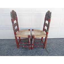 Antique Pair of Spanish Colonial Painted Chairs | Chairish