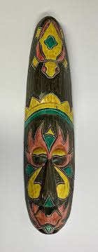 Vintage Hand-Carved Wooden Tribal Mask with Turtle Emblem Multicolor 19.5” | eBay