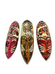 3 African wooden SET mask sculpture elephant trunk in the African mask-195 | eBay