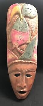 African Wooden Hand Carved Mask Tribal Large Wall Hanging Art | eBay