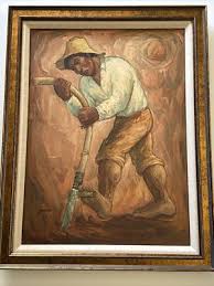 FARM WORKER PAINTING VINTAGE MODERNIST SIGNED LISTED ARTIST OIL 19 INCHES | eBay