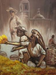 Nice Vintage Folk Art Painting Acrylic On Canvas Framed | eBay