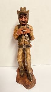 Carved Drunken Cowboy Caricature Figure Vtg Signed Vincent ...