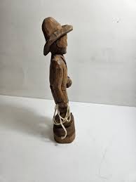 Vintage Wood Hand Carved Cowboy Western Folk Art. Signed JP ...