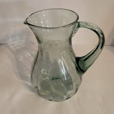 Vintage Light Green Glass Water Jug/Pitcher/Ewer Hand Blown ...