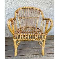 Mid Century Boho Rattan Lounge Chair | Chairish