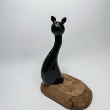 Vintage Mid Century Ceramic Black Cat - Etsy