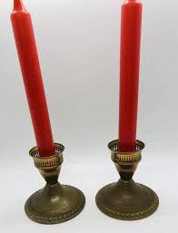 Vintage Pair Pierced Weighted Brass Candlestick Holders | eBay
