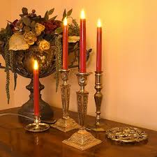 LumaBase Red Taper LED Candle Set