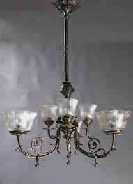 Genuine Antique Lighting: 3 & 3 Gas & Electric Chandelier ...