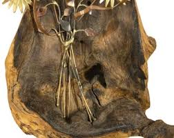 Vintage Driftwood Metal Sculpture Wheat Sunflowers Flowers ...